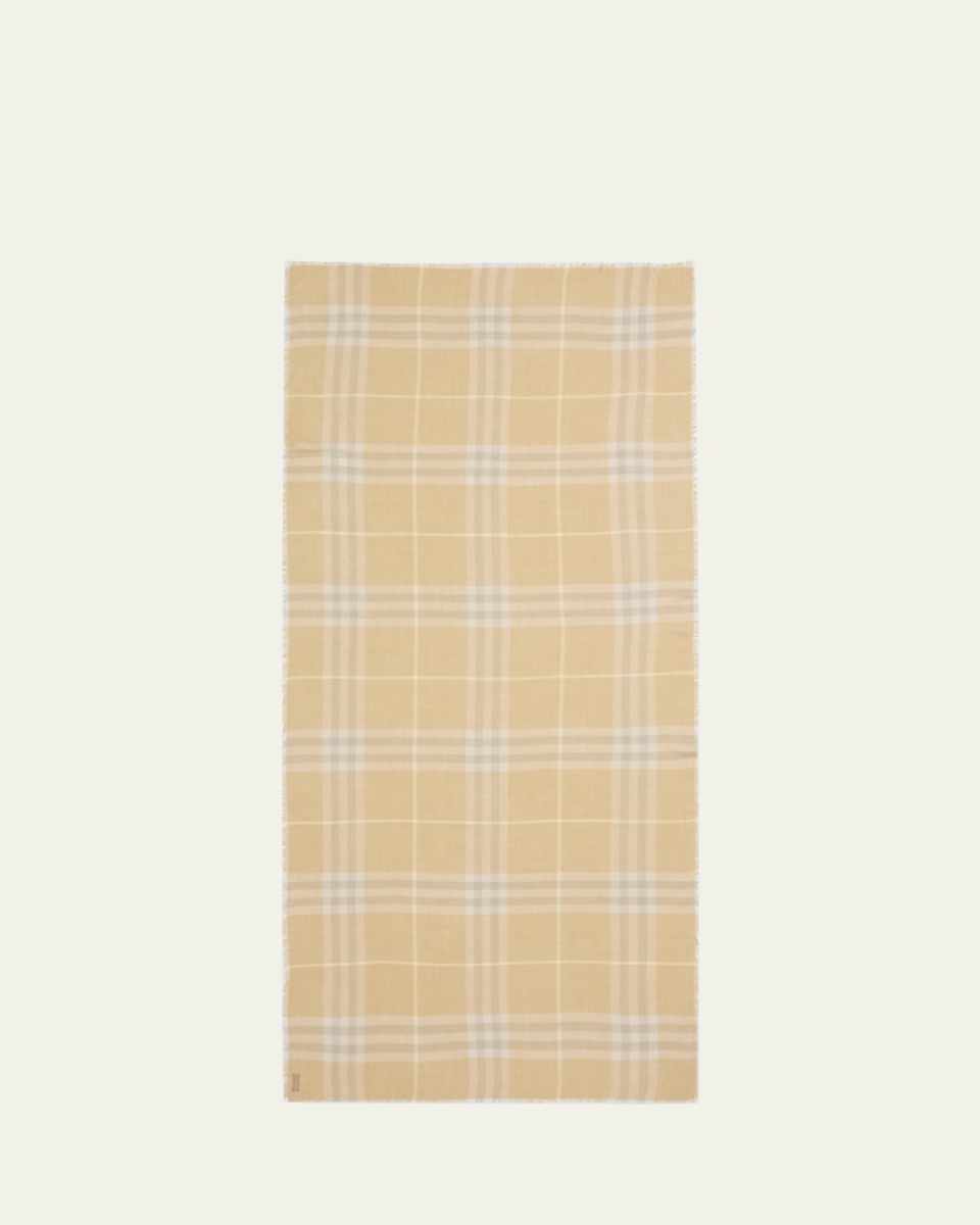 Yellow Lightweight Check Wool Scarf